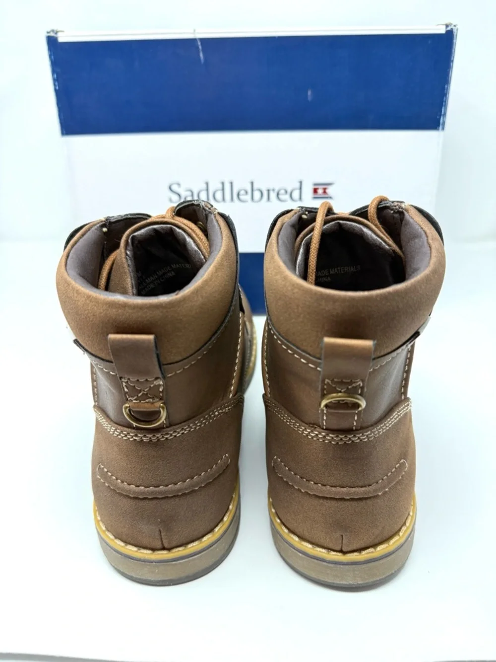 Saddlebred Lyle Dark Tan Vegan Leather‎ Lace Up Boots Men's Size 11M New In Box